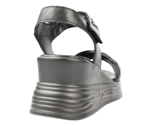 Sandale casual, dama, FORMAZIONE, 8702-1 negru, piele naturala, platforma