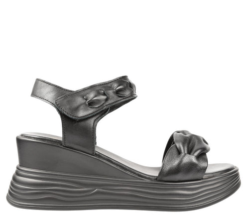 Sandale casual, dama, FORMAZIONE, 8702-1 negru, piele naturala, platforma