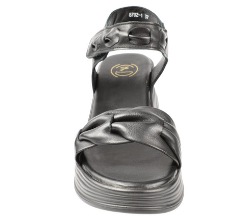 Sandale casual, dama, FORMAZIONE, 8702-1 negru, piele naturala, platforma