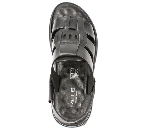 Sandale/Papuci casual, barbati, MELS 95017 negru, piele naturala