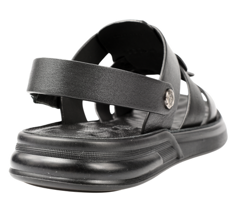 Sandale/Papuci casual, barbati, MELS 95017 negru, piele naturala