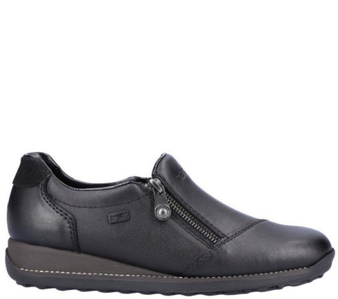 Pantofi casual, dama, RIEKER TEX ANTISTRESS, 44265-00 negru, piele naturala