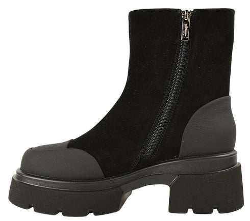 Ghete casual, dama, PASS COLLECTION, M470017A negru, piele naturala