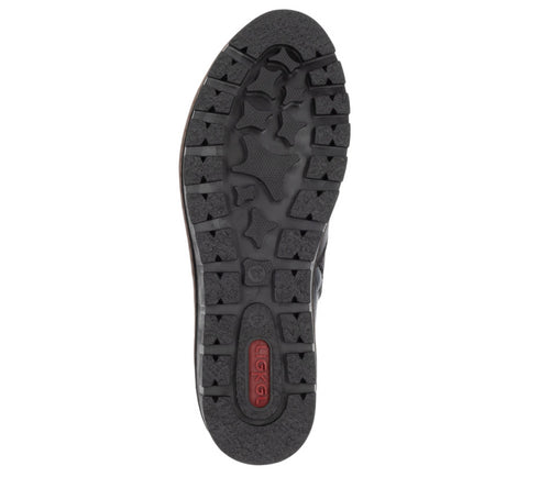 Ghete casual, dama, RIEKER, X9150-00 negru, piele ecologica