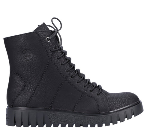 Ghete casual, dama, RIEKER ANTISTRESS, Y3420-00 negru, piele ecologica