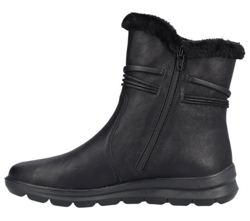 Ghete casual, dama, RIEKER, Z0070-00 negru, piele ecologica