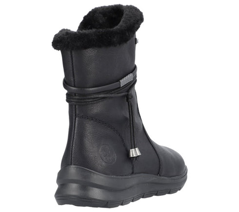 Ghete casual, dama, RIEKER, Z0070-00 negru, piele ecologica