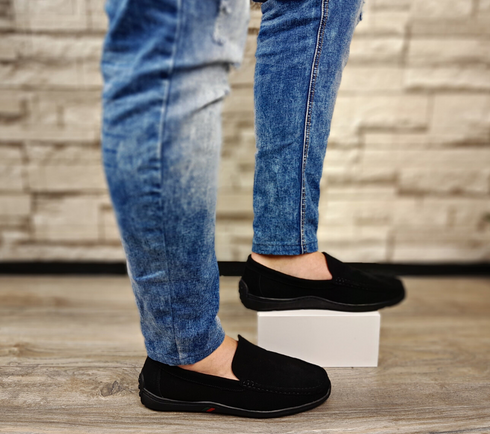  Pantofi casual, barbati, OTTER, V620008D-01 negru, piele intoarsa