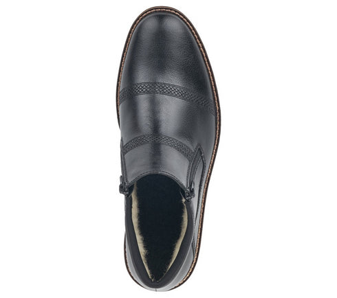 Ghete elegante, barbati, RIEKER, 15381-00 negru, piele naturala