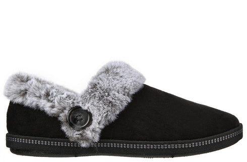 Papuci casual, dama, SKECHERS Cozy CampFire Fresh, 167219-BLK negru, piele ecologica
