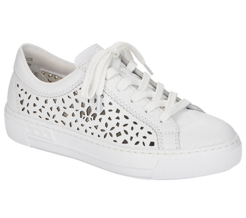 Pantofi sport, dama, RIEKER, ANTISTRESS, L8831-80 alb, piele naturala
