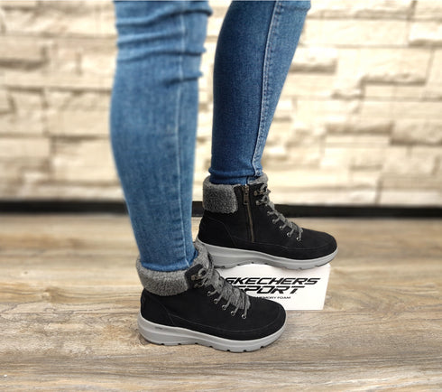 Ghete sport, dama, SKECHERS Glacial Ultra Woodlands, 16677-BKGY negru, piele intoarsa