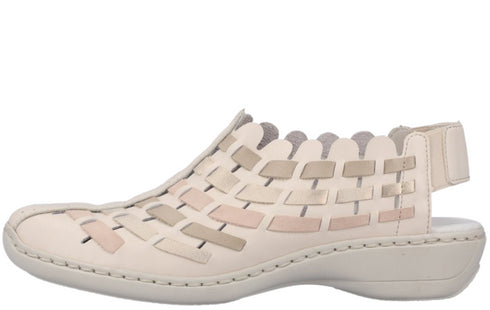 Pantofi casual, dama, RIEKER, ANTISTRESS, 413V8-60 crem, piele naturala