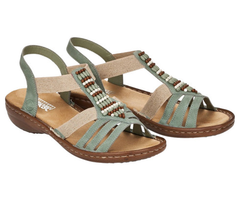 Sandale casual, dama, RIEKER ANTISTRESS, 60851-52 verde, piele ecologica