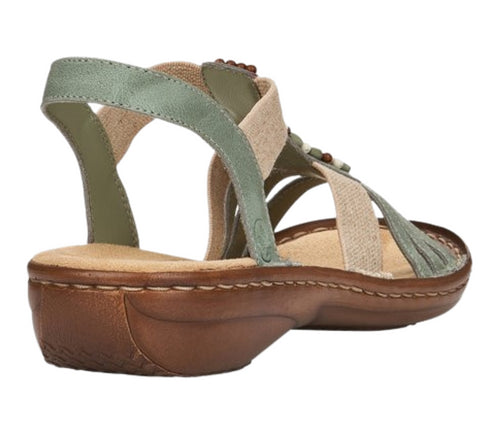 Sandale casual, dama, RIEKER ANTISTRESS, 60851-52 verde, piele ecologica