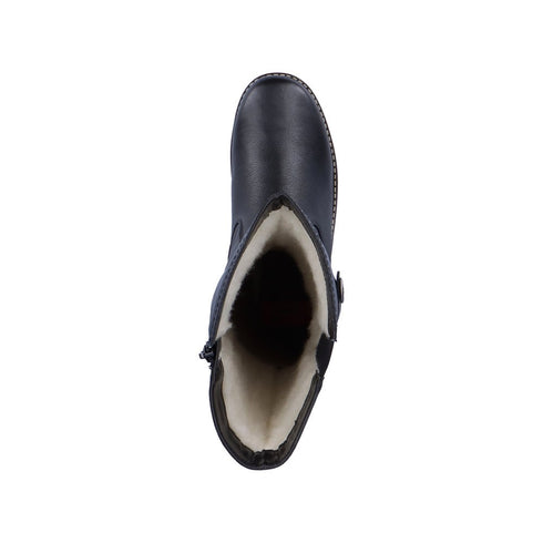 Cizme casual, dama, RIEKER, ANTISTRESS, Y4655-00 negru, piele naturala