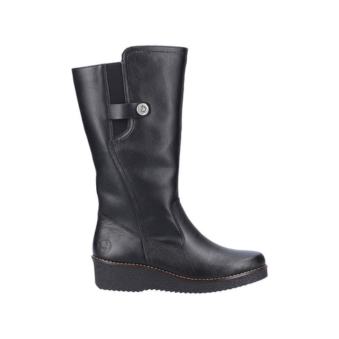 Cizme casual, dama, RIEKER, ANTISTRESS, Y4655-00 negru, piele naturala