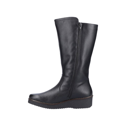 Cizme casual, dama, RIEKER, ANTISTRESS, Y4655-00 negru, piele naturala