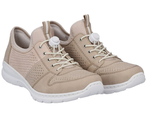 Pantofi sport, dama, RIEKER MEMOSOFT, L3254-62 crem, piele ecologica