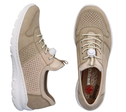 Pantofi sport, dama, RIEKER MEMOSOFT, L3254-62 crem, piele ecologica