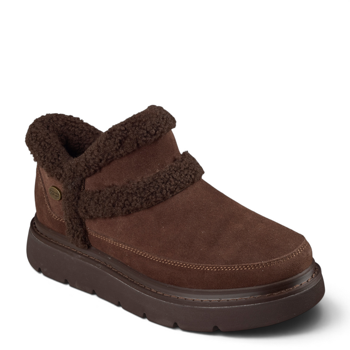 ada-shoes.ro Skechers Keepsakes Lite brown suede ankle boots with faux fur lining and chunky platform sole