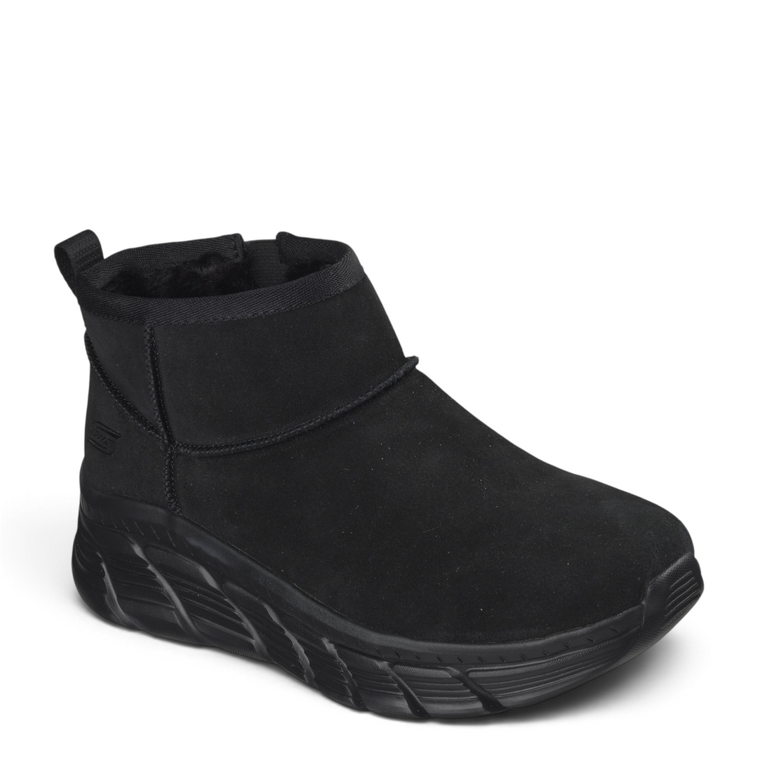 ada-shoes.ro Skechers BOBS B Flex Hi black suede slip-on ankle boots with faux fur lining and flexible platform sole