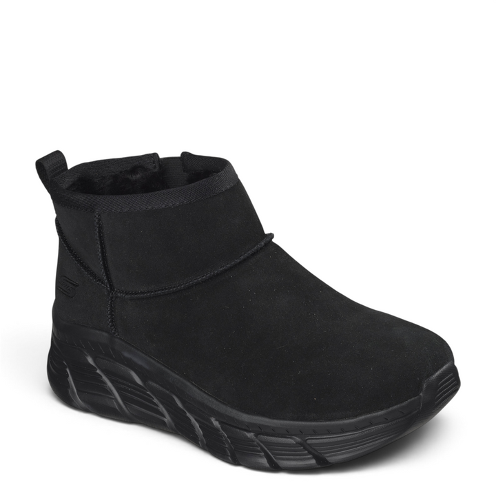 ada-shoes.ro Skechers BOBS B Flex Hi black suede slip-on ankle boots with faux fur lining and flexible platform sole