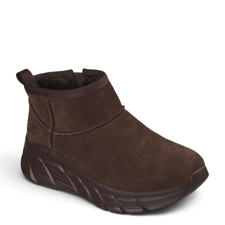 ada-shoes.ro Skechers Bobs chocolate brown suede ankle boots with faux fur lining and Glide-Step sole