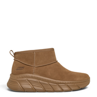 ada-shoes.ro Skechers Bobs B Flex Hi brown suede ankle boot with a thick cushioned platform sole and side logo