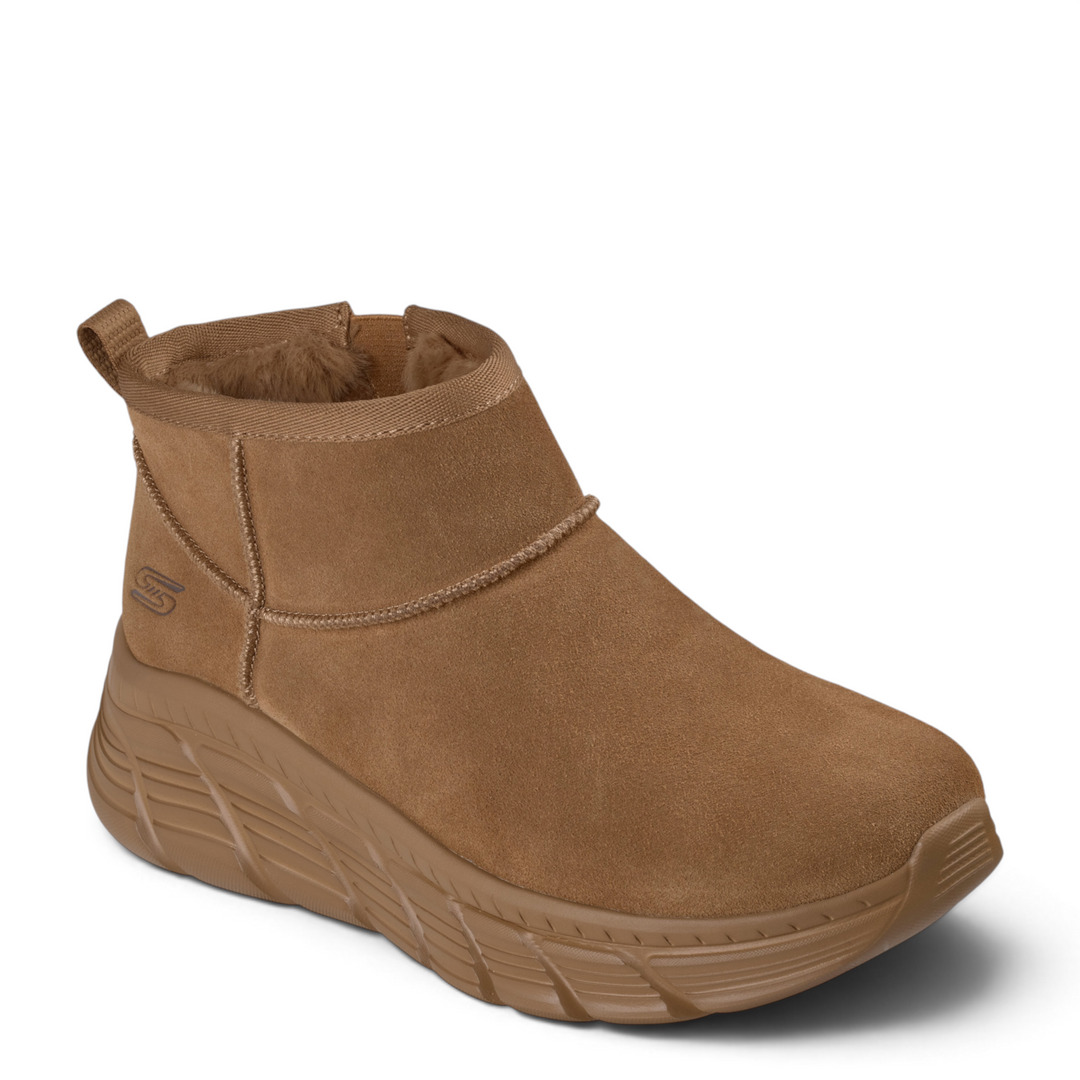 ada-shoes.ro Skechers Bobs B Flex Hi brown suede ankle boots with faux fur lining and thick cushioned sole