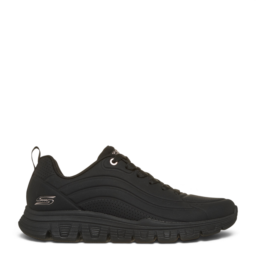 ada-shoes.ro Skechers black synthetic durabuck sneakers with Memory Foam cushioning and side wave detailing.