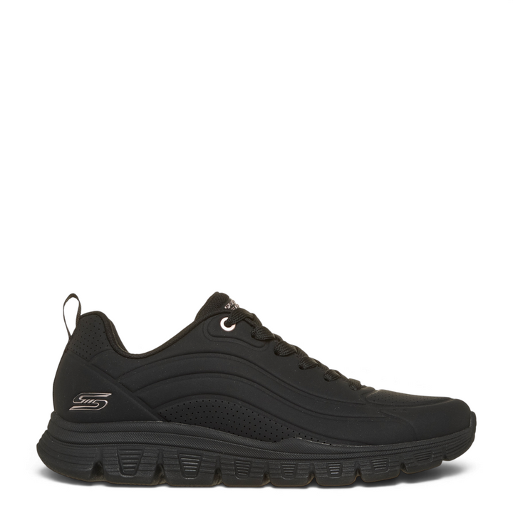 ada-shoes.ro Skechers black synthetic durabuck sneakers with Memory Foam cushioning and side wave detailing.