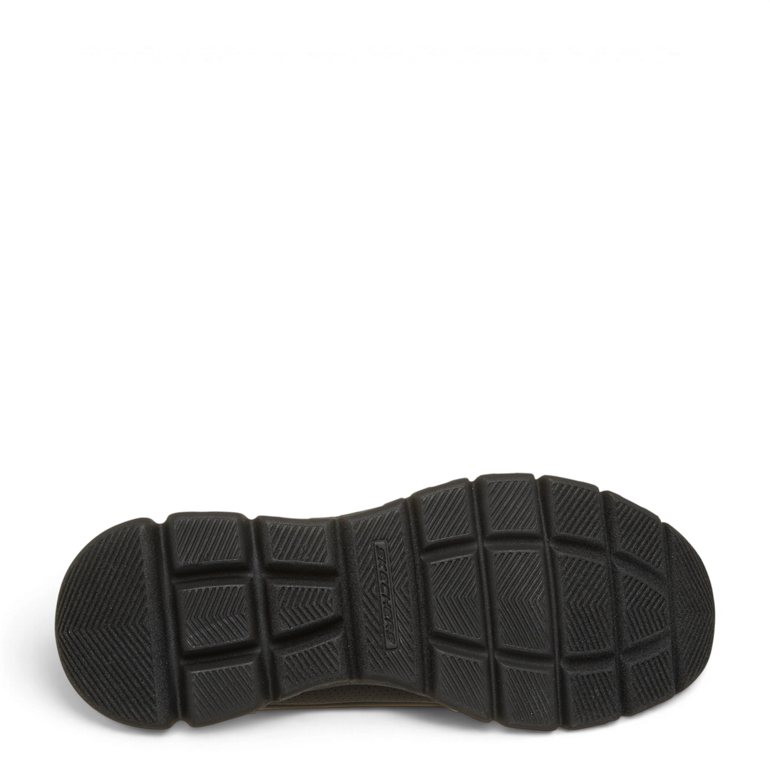 Black Skechers BOBS Sport Squad Chaos sneaker outsole with a flexible, shock-absorbing tread pattern from ada-shoes.ro
