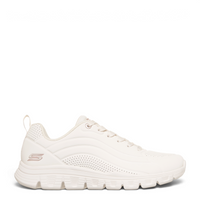ada-shoes.ro Skechers off-white synthetic durabuck sneakers with Memory Foam cushioning and rose gold logo accents