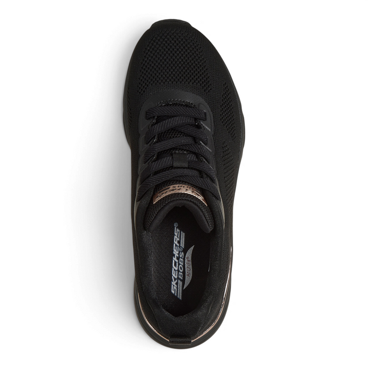 ada-shoes.ro Skechers Arch Fit Arch-Mazing black knit mesh sneakers with rose gold heel detail and cushioned insole