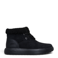 ada-shoes.ro Skechers Go Walk Horizon black suede ankle boot with faux fur collar and ArchFit cushioned sole
