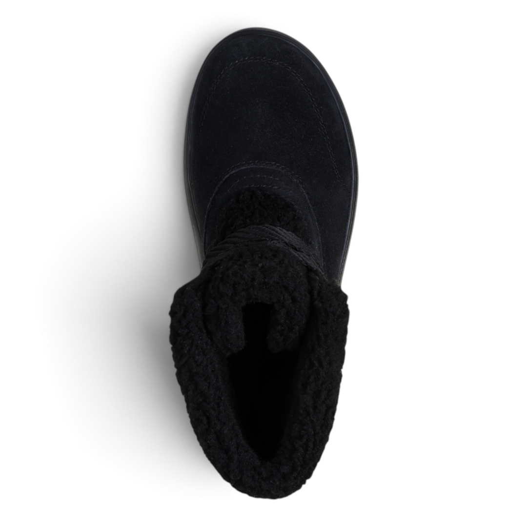 ada-shoes.ro Skechers Go Walk Horizon black suede ankle boot with warm faux fur lining and lace-up closure
