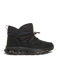 ada-shoes.ro Skechers Glide Step black puffer boots with toggle lock closure and geometric cushioned midsole