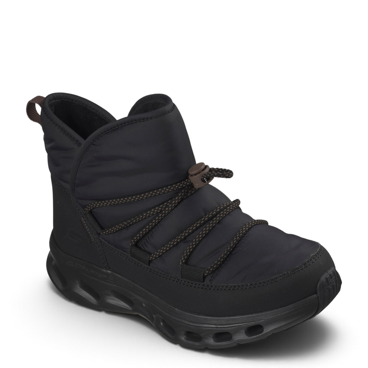 ada-shoes.ro Skechers Glide Step black puffer winter boots with bungee toggle closure and cushioned geometric sole