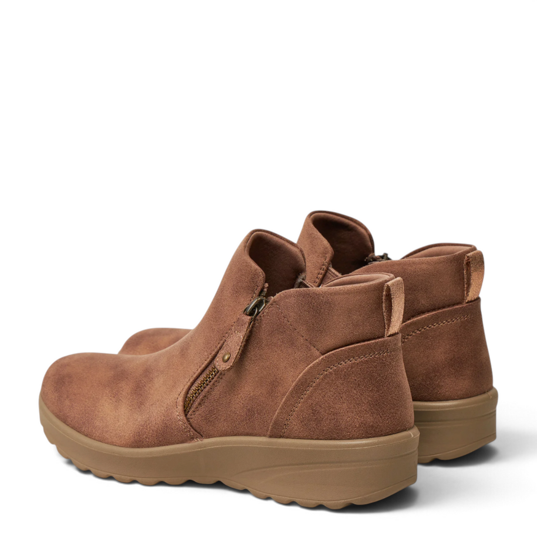 ada-shoes.ro Skechers Lovely Vibe beige faux leather ankle boots with side zipper and memory foam sole