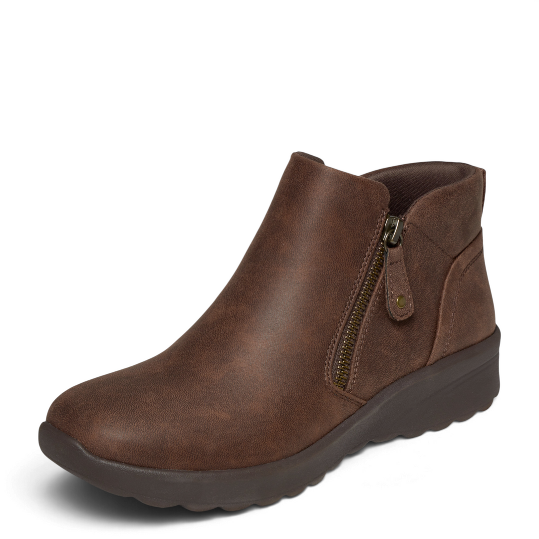 ada-shoes.ro Skechers On-the-GO Joy ankle boots in chocolate brown microfiber with side zipper and cushioned sole