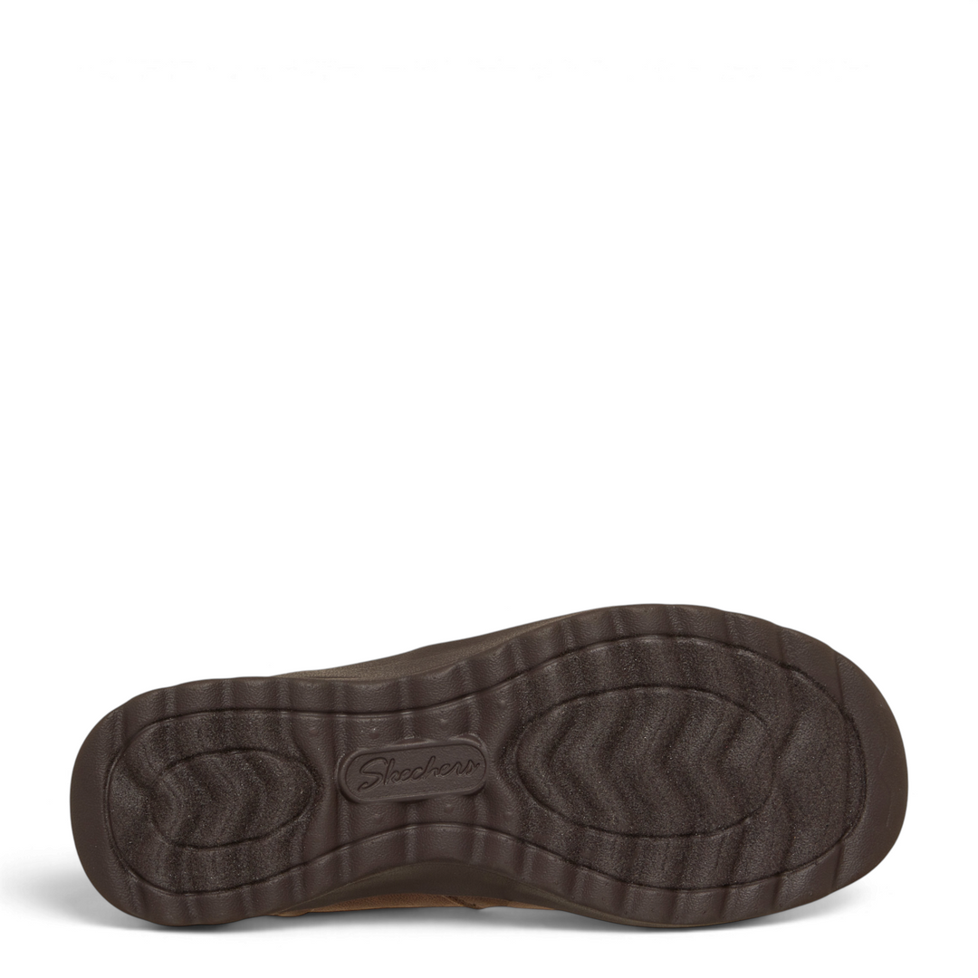 ada-shoes.ro Skechers On-the-GO Joy chocolate brown ankle bootie showing the durable, textured rubber outsole