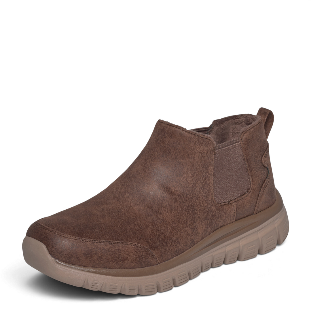 ada-shoes.ro Skechers Synergy Collab chocolate brown faux leather Chelsea boots with elastic panels and memory foam