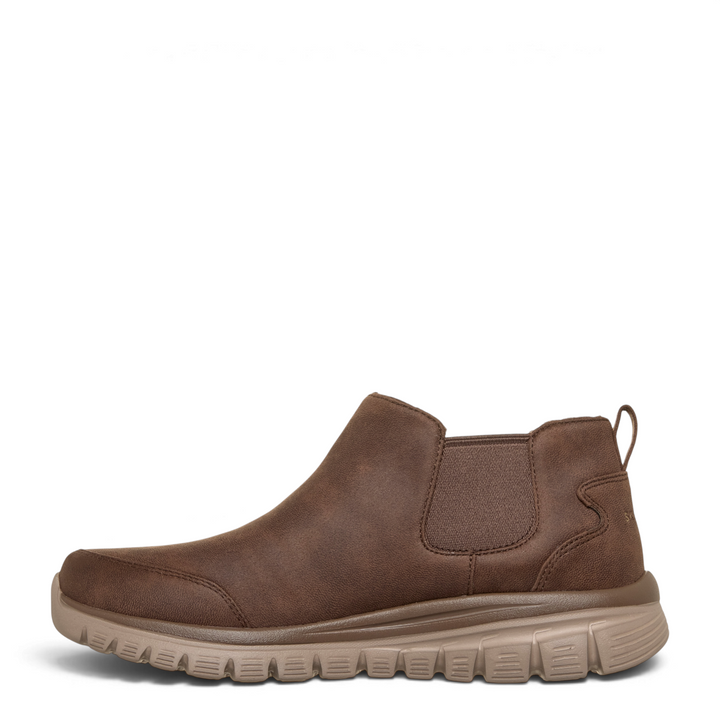 ada-shoes.ro Skechers Synergy Chelsea boots in chocolate brown synthetic leather with elastic side panels and sport sole