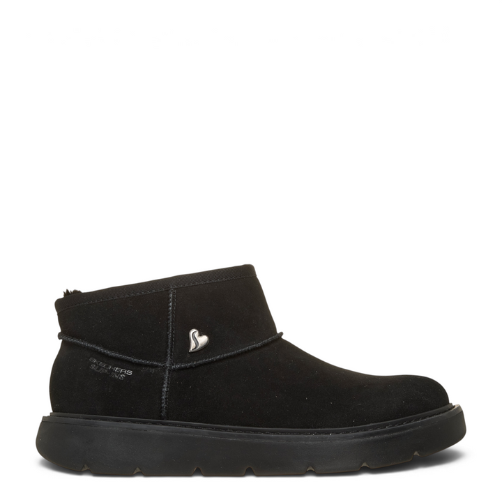 ada-shoes.ro Skechers Keepsakes Cozy Mini black suede slip-in ankle boots with warm lining and heart detail
