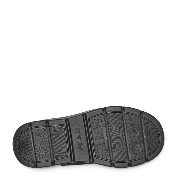 ada-shoes.ro Skechers black winter boot sole with floral tread pattern and brand logo