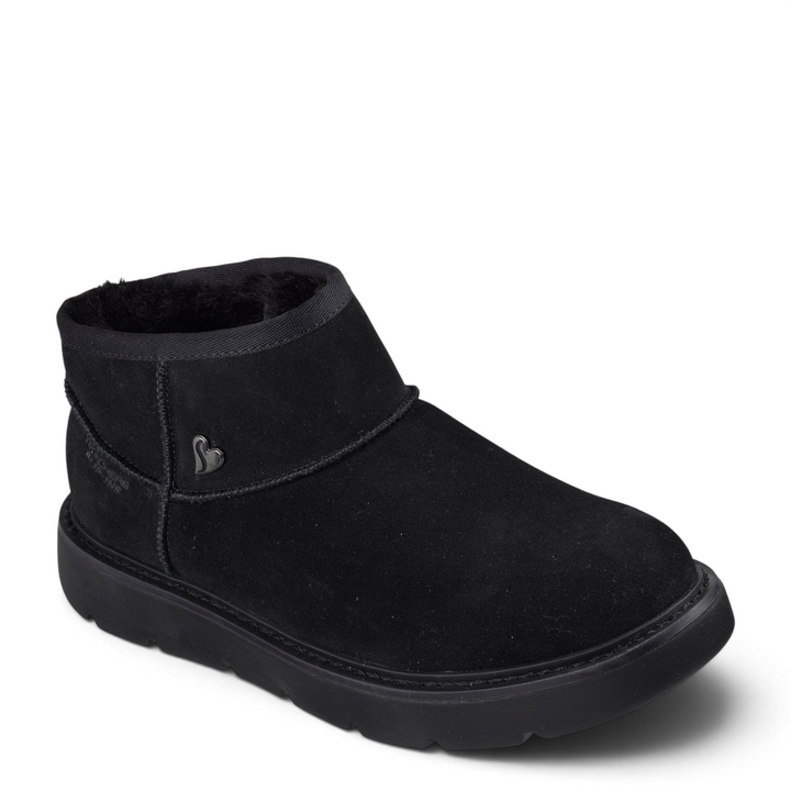 ada-shoes.ro Skechers Keepsakes Cozy Mini black suede slip-in ankle boots with fluffy lining and flexible sole