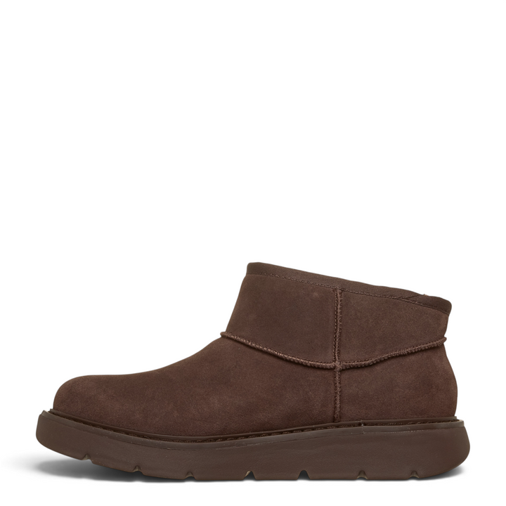 ada-shoes.ro Skechers Keepsakes chocolate brown suede ankle boot with a thick rubber sole