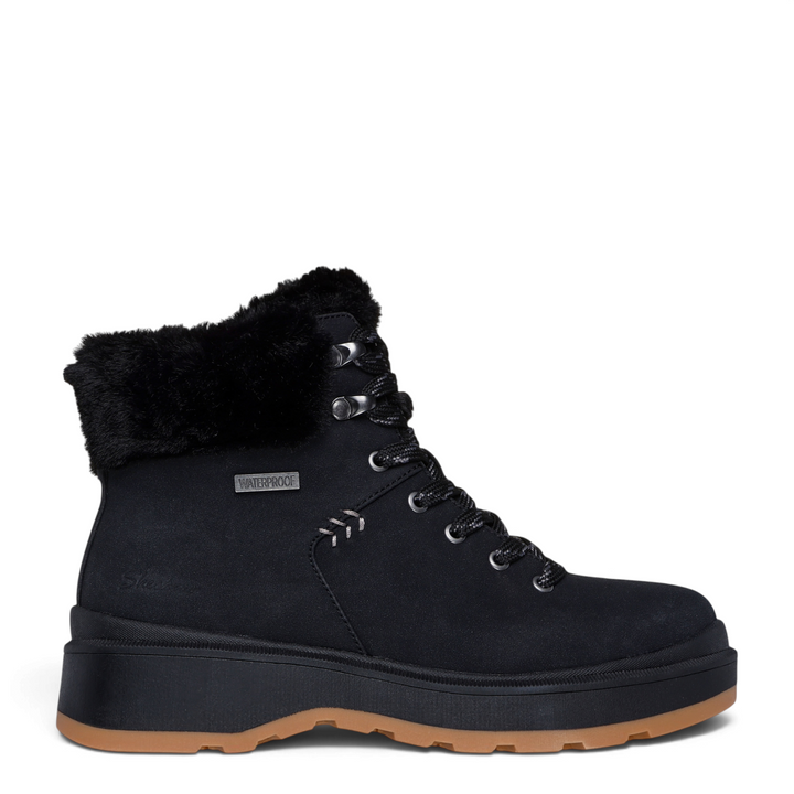 ada-shoes.ro Skechers Easy Going black waterproof winter boots with faux fur collar and gum sole