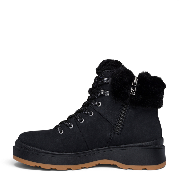 ada-shoes.ro Skechers Easy Going black waterproof winter boots with faux fur collar, side zipper, and gum sole.